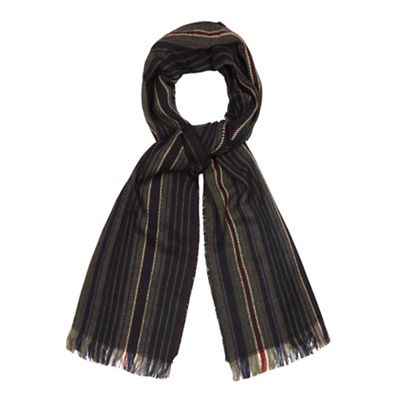 Dark grey striped knit scarf